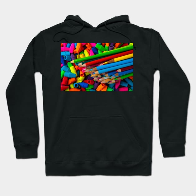 Colorful Pencils And Erasers Hoodie by photogarry